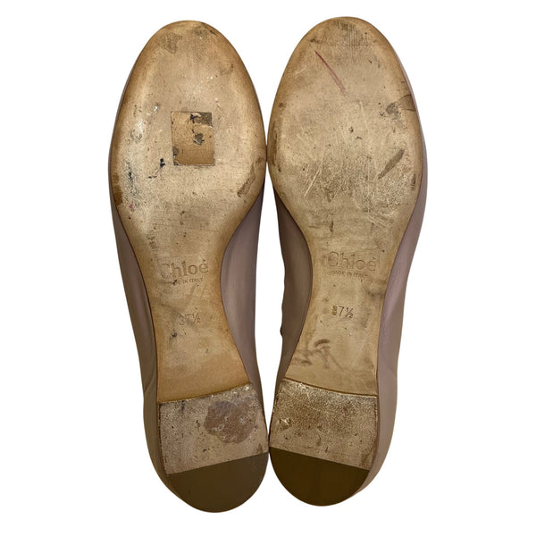 Chloé Women’s Taupe Scalloped Leather Made In Italy Ballet Flats Size 7.5US