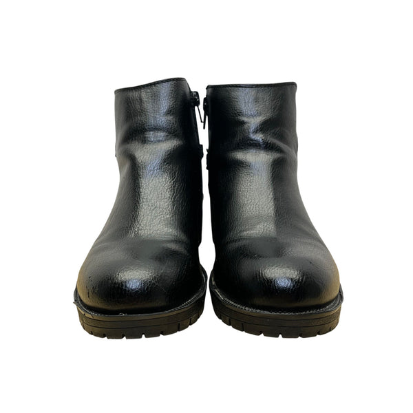 G By Guess Women’s Black Faux Leather Chain Accent Ankle Boots Size 6.5M
