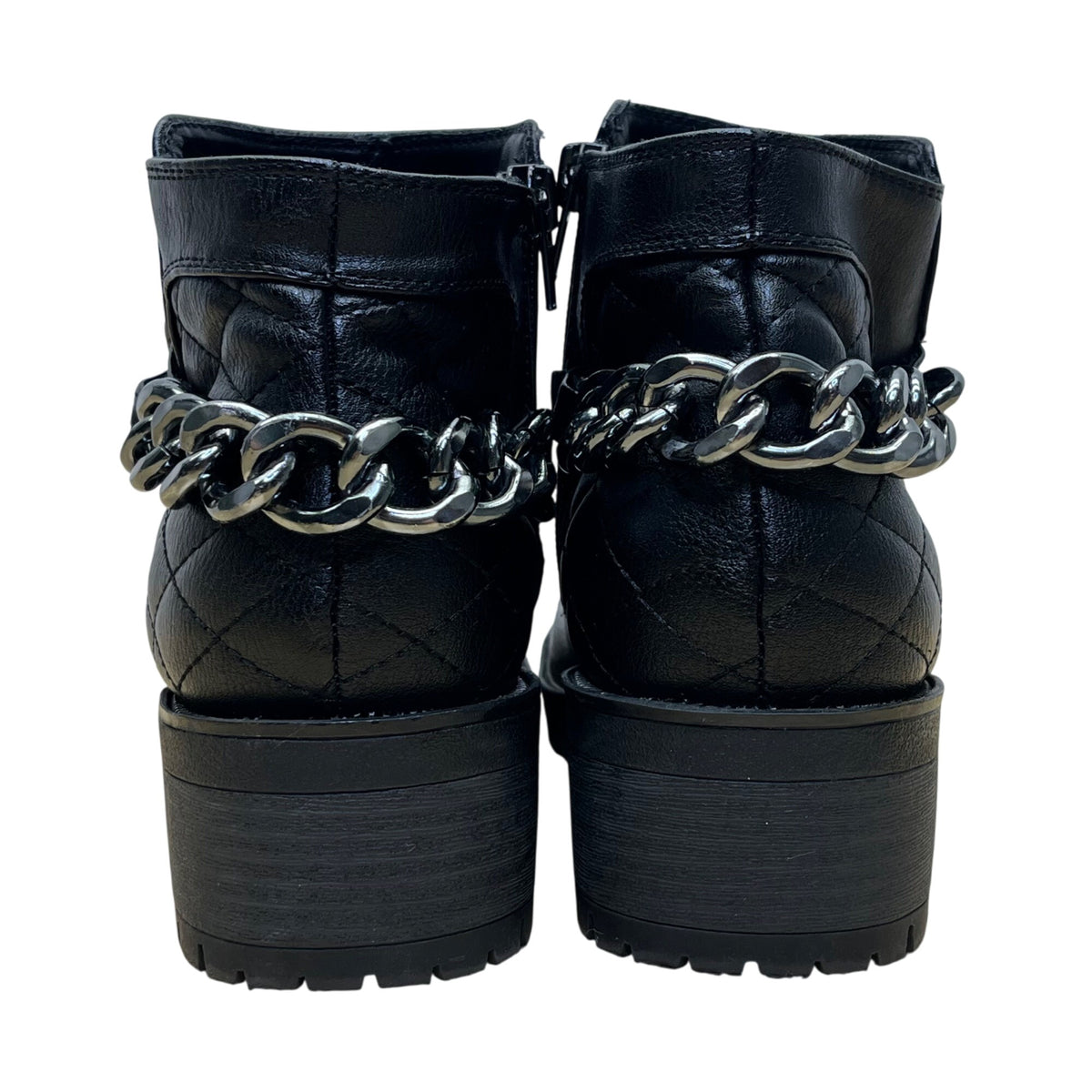G By Guess Women’s Black Faux Leather Chain Accent Ankle Boots Size 6.5M
