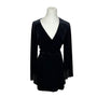 Zara Black Long Sleeve Velvet Wrap Dress With Beaded Cuffs Size L