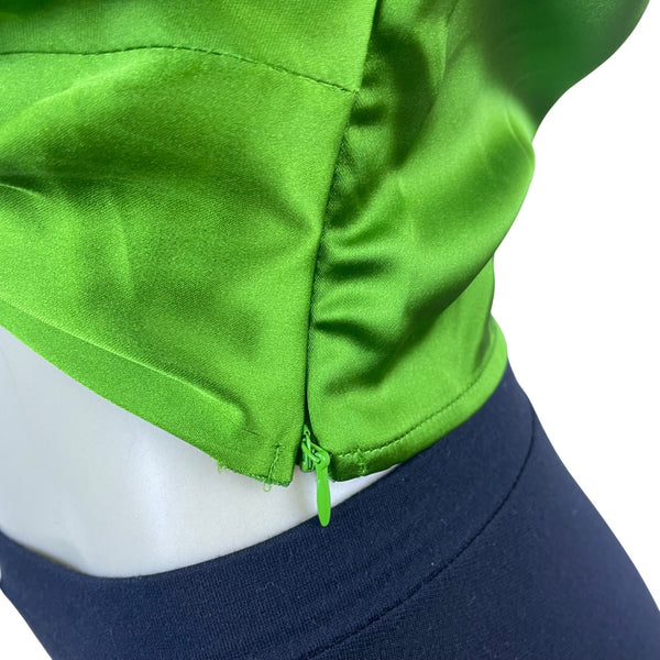 Rachel Zoe Women's Green Satin Twist-Front Blouse Short Sleeves S - New