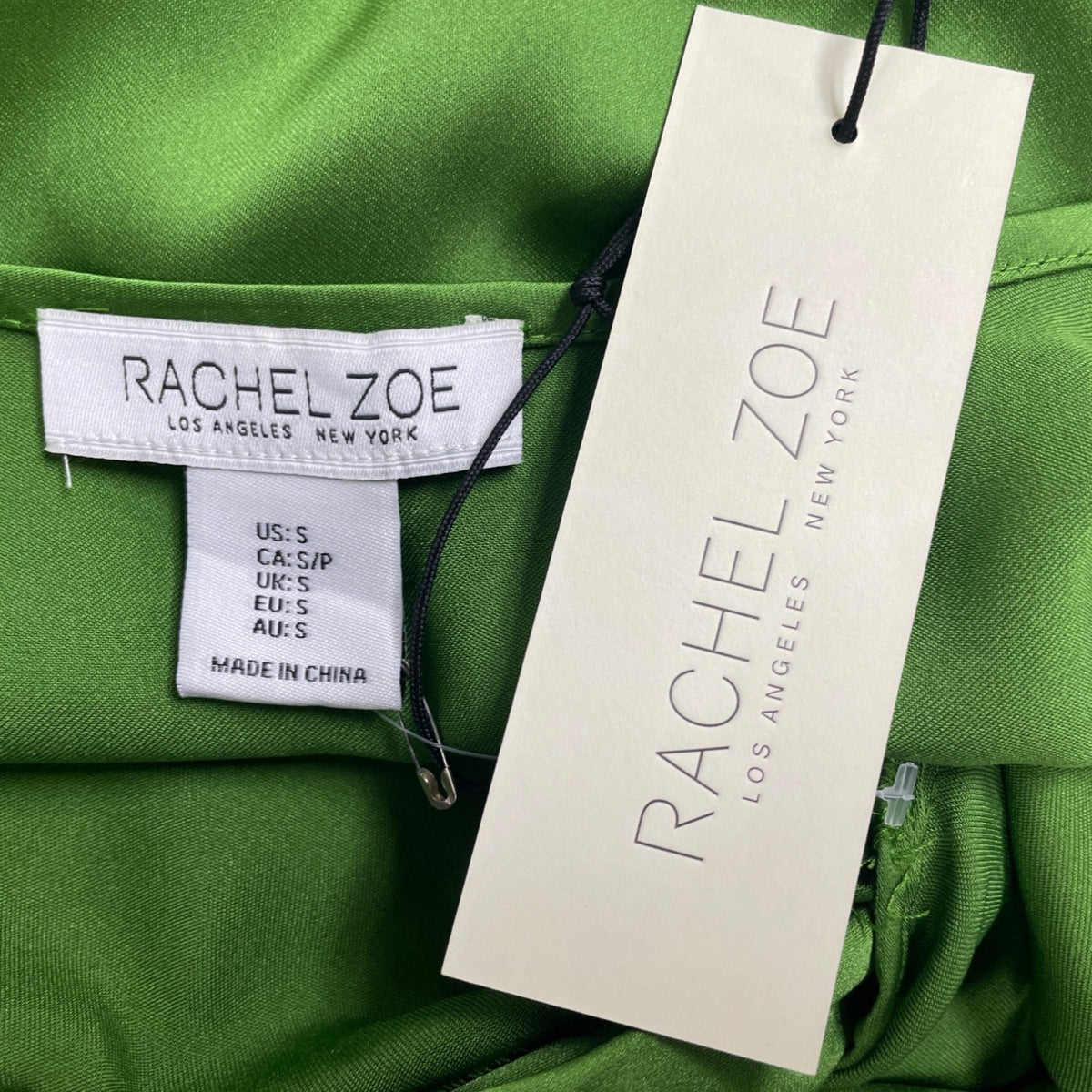 Rachel Zoe Women's Green Satin Twist-Front Blouse Short Sleeves S - New