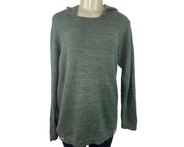 Green Hooded Knit Sweater Pullover Unisex Alpaca Blend Handmade Fair Trade