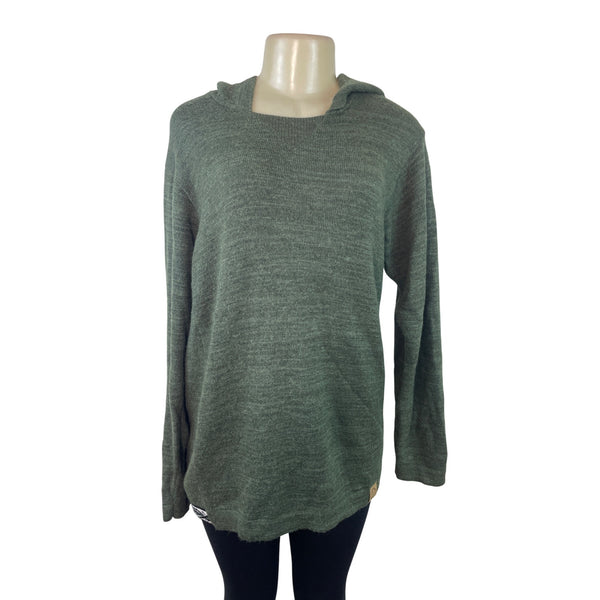 Green Hooded Knit Sweater Pullover Unisex Alpaca Blend Handmade Fair Trade