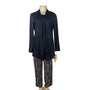 Muk Luks 3-Piece Black Open Cardigan T-Shirt & Floral Pant Lounge Set Sz S - New