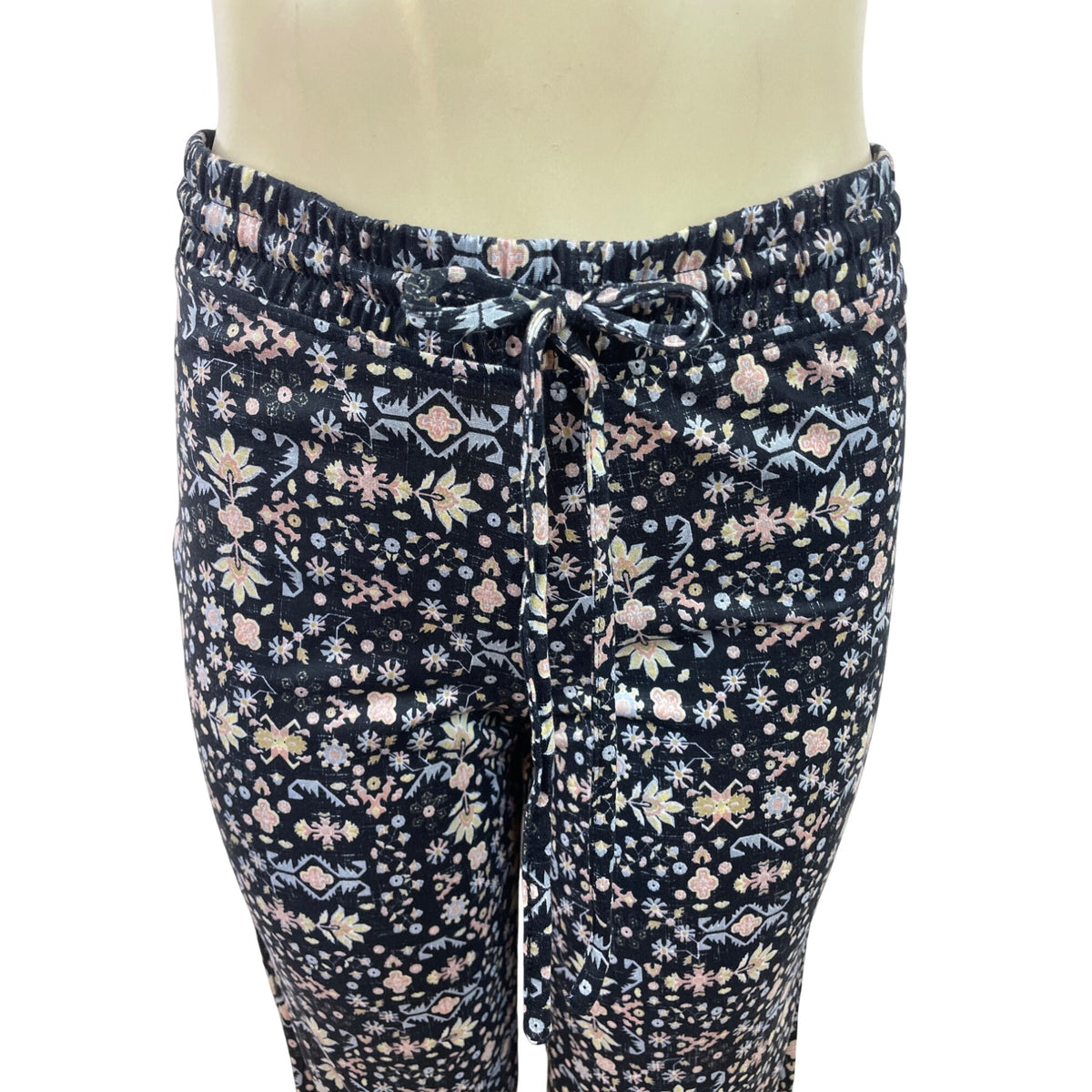 Muk Luks 3-Piece Black Open Cardigan T-Shirt & Floral Pant Lounge Set Sz S - New