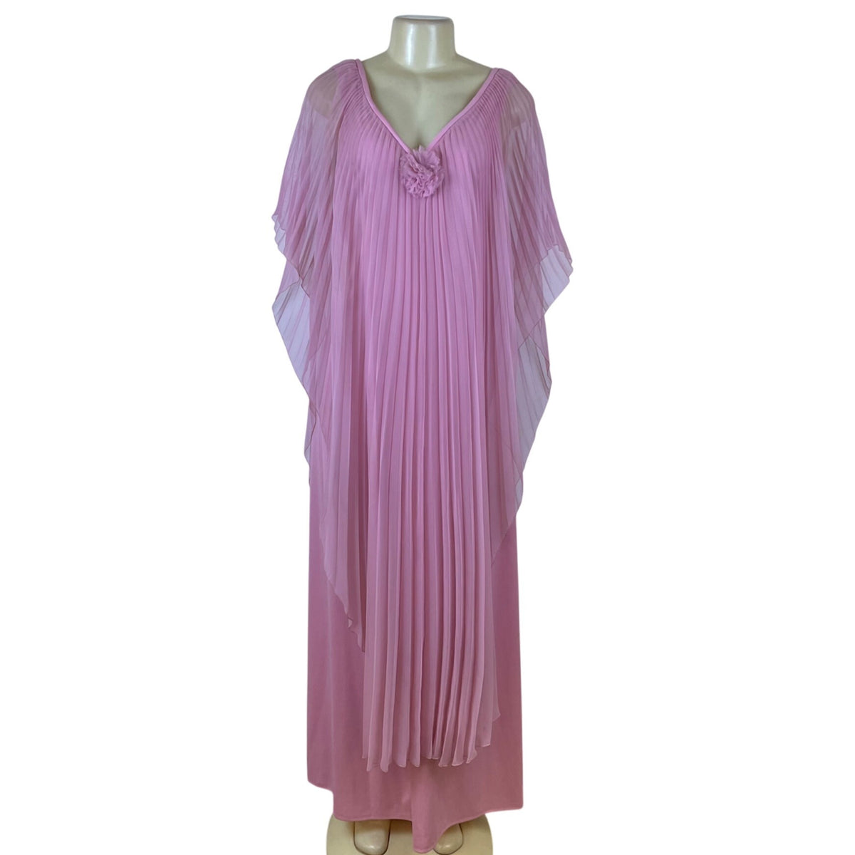 Vintage Themes Womens Pink Pleated Maxi Dress Elegant Flowing Design Size 16