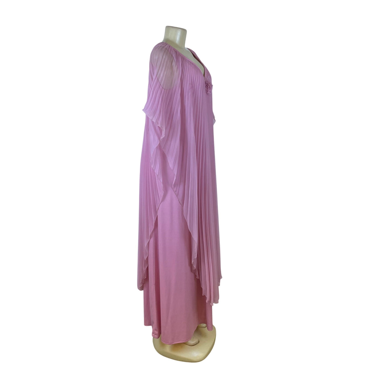 Vintage Themes Womens Pink Pleated Maxi Dress Elegant Flowing Design Size 16