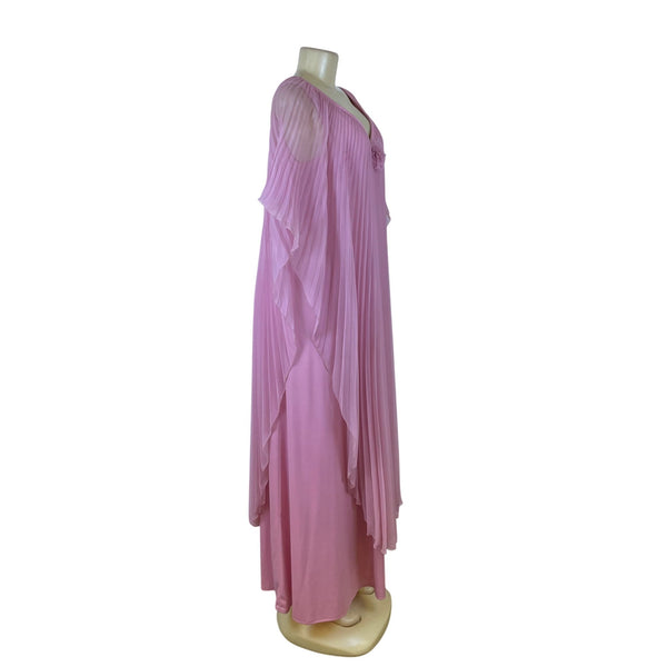 Vintage Themes Womens Pink Pleated Maxi Dress Elegant Flowing Design Size 16