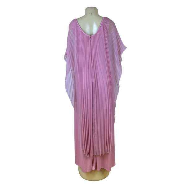 Vintage Themes Womens Pink Pleated Maxi Dress Elegant Flowing Design Size 16