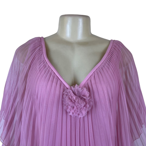 Vintage Themes Womens Pink Pleated Maxi Dress Elegant Flowing Design Size 16
