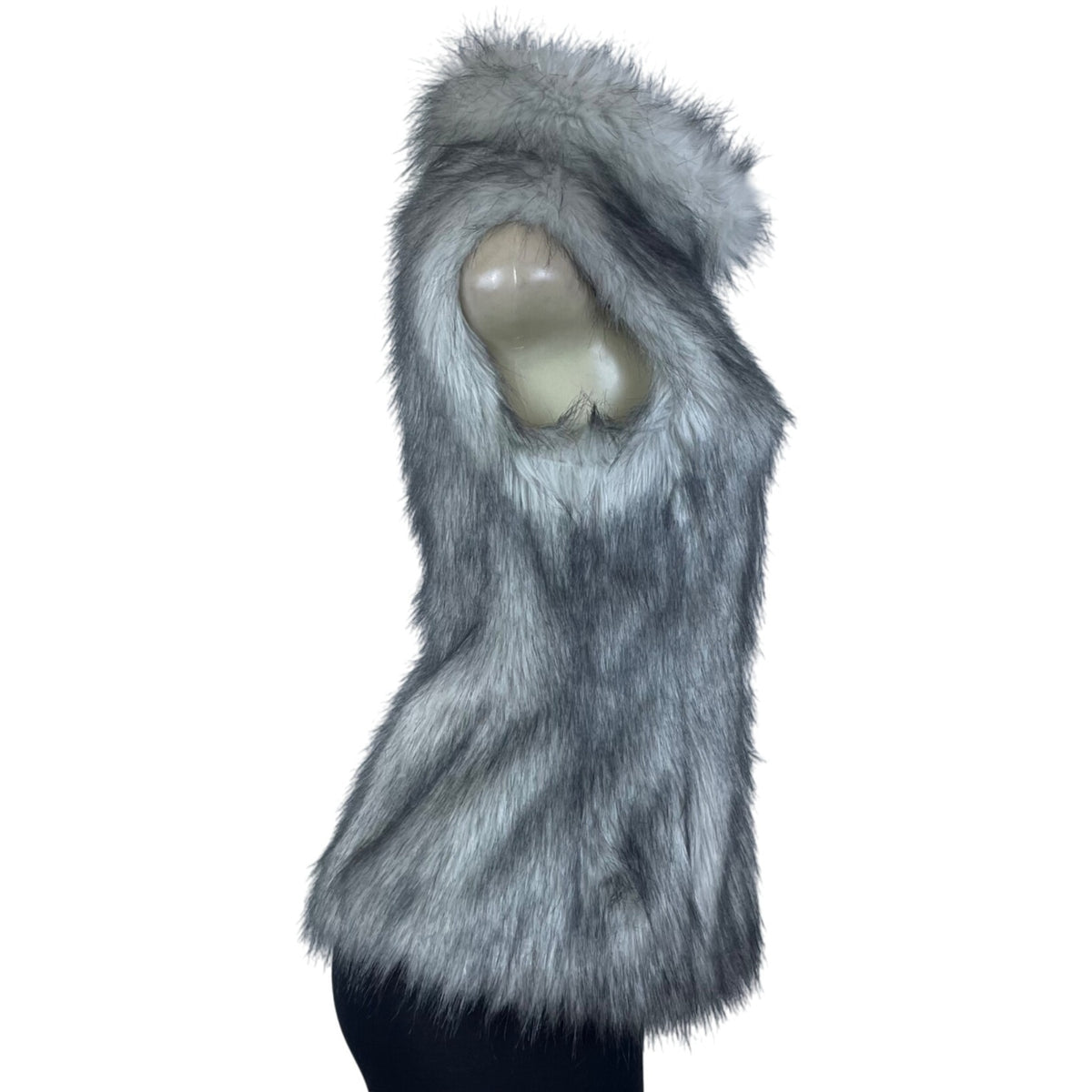 White House Black Market Women's Gray Faux Fur Vest Polyester & Modacrylic Size XS