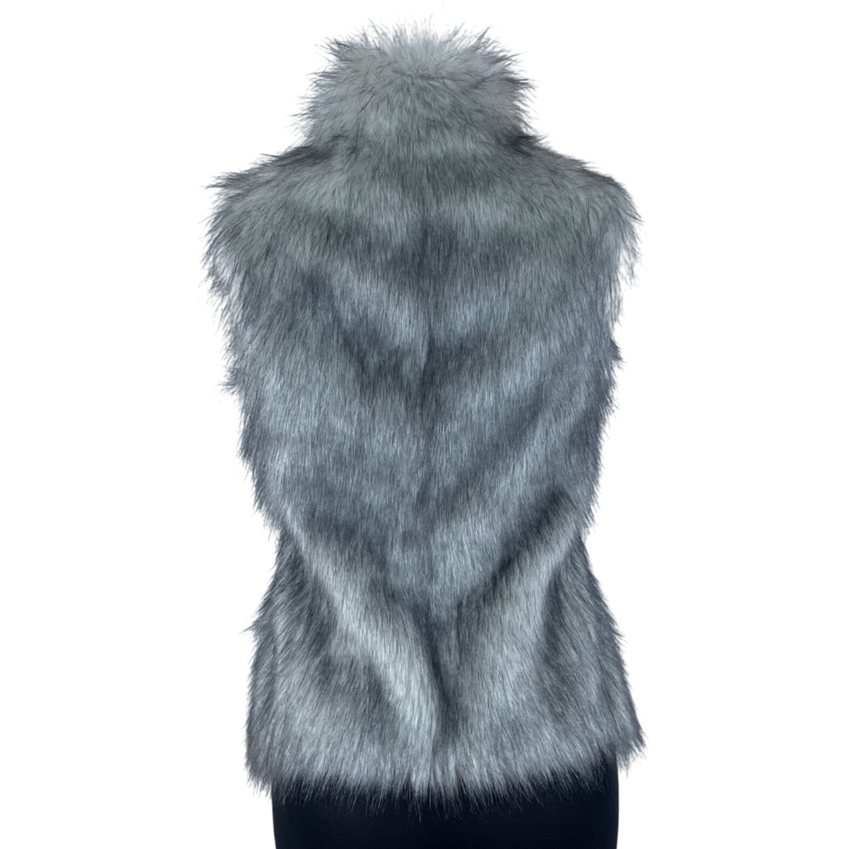 White House Black Market Women's Gray Faux Fur Vest Polyester & Modacrylic Size XS