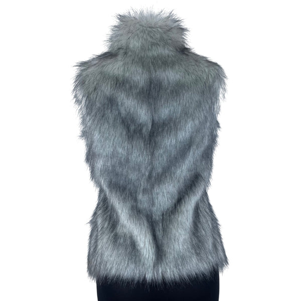 White House Black Market Women's Gray Faux Fur Vest Polyester & Modacrylic Size XS