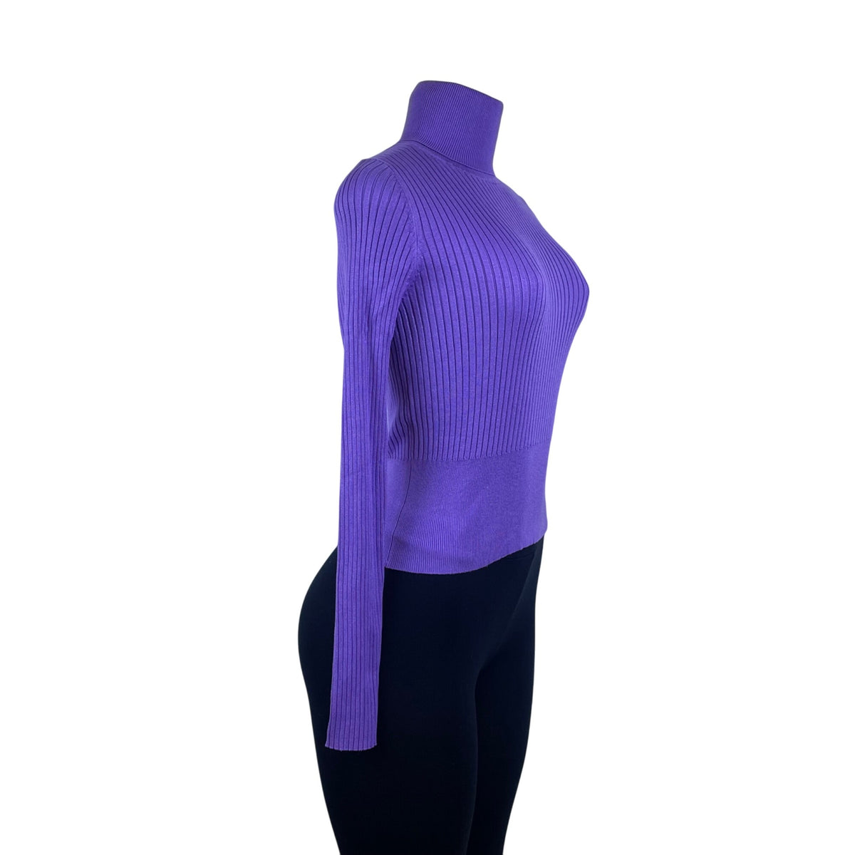 Zara Women’s Purple Ribbed Turtleneck Sweater Long Sleeve Knit Size M - New