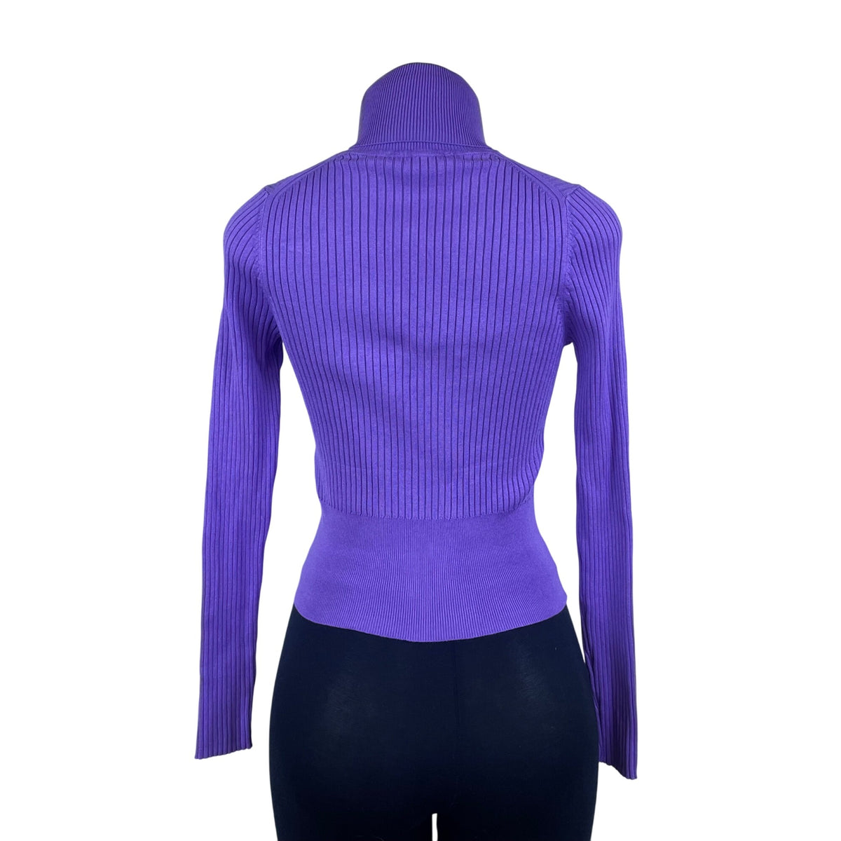 Zara Women’s Purple Ribbed Turtleneck Sweater Long Sleeve Knit Size M - New