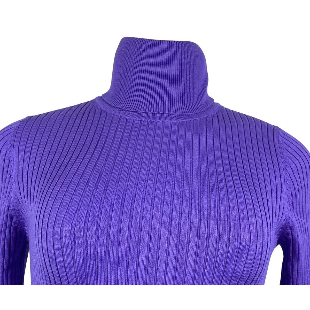 Zara Women’s Purple Ribbed Turtleneck Sweater Long Sleeve Knit Size M - New
