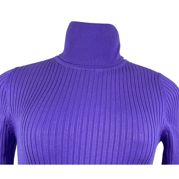 Zara Women’s Purple Ribbed Turtleneck Sweater Long Sleeve Knit Size M - New