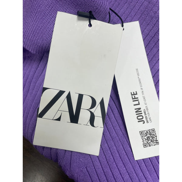 Zara Women’s Purple Ribbed Turtleneck Sweater Long Sleeve Knit Size M - New