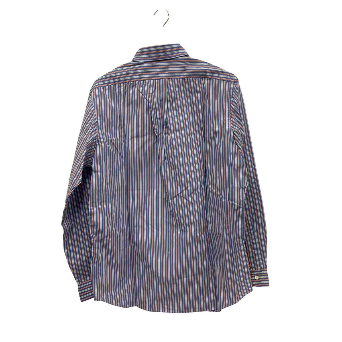 Ralph Lauren Mens Blue Multi-Color Cotton Striped Button-Up Shirt 120s Poplin Size Large