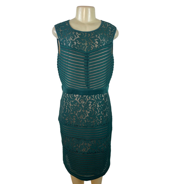Cb Established 1962 Women’s Teal Lace Sheath Dress Sleeveless Size 16