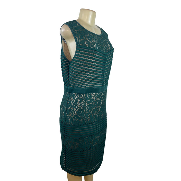Cb Established 1962 Women’s Teal Lace Sheath Dress Sleeveless Size 16