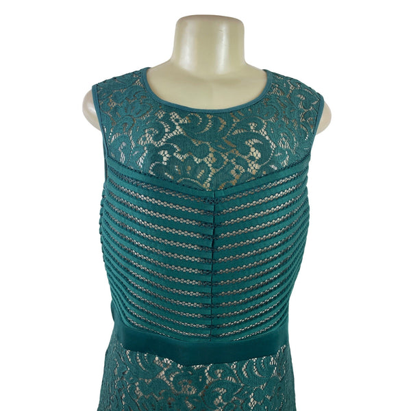 Cb Established 1962 Women’s Teal Lace Sheath Dress Sleeveless Size 16