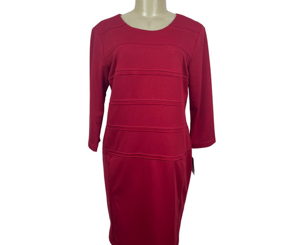 Taylor Womens 3/4 Sleeve Red Sheath Dress With Back Zipper Sz 12- NEW