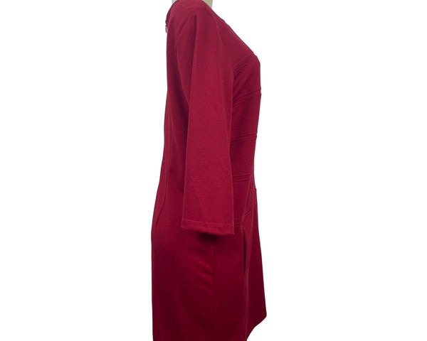 Taylor Womens 3/4 Sleeve Red Sheath Dress With Back Zipper Sz 12- NEW