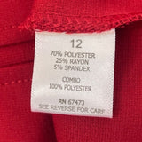 Taylor Womens 3/4 Sleeve Red Sheath Dress With Back Zipper Sz 12- NEW