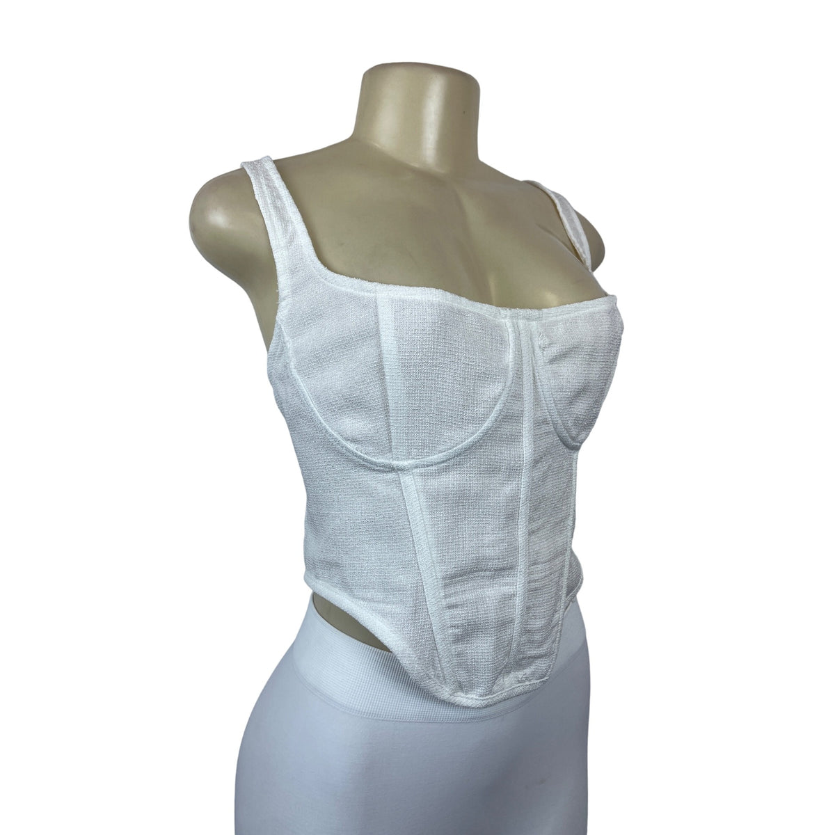 PRETTYLITTLETHING Women's White Sleeveless Corset Top Sz 12 - NWT