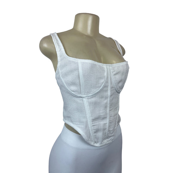 PRETTYLITTLETHING Women's White Sleeveless Corset Top Sz 12 - NWT