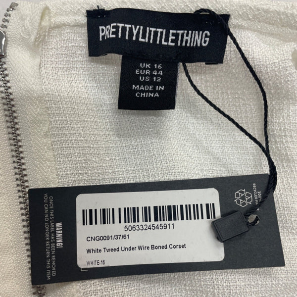 PRETTYLITTLETHING Women's White Sleeveless Corset Top Sz 12 - NWT
