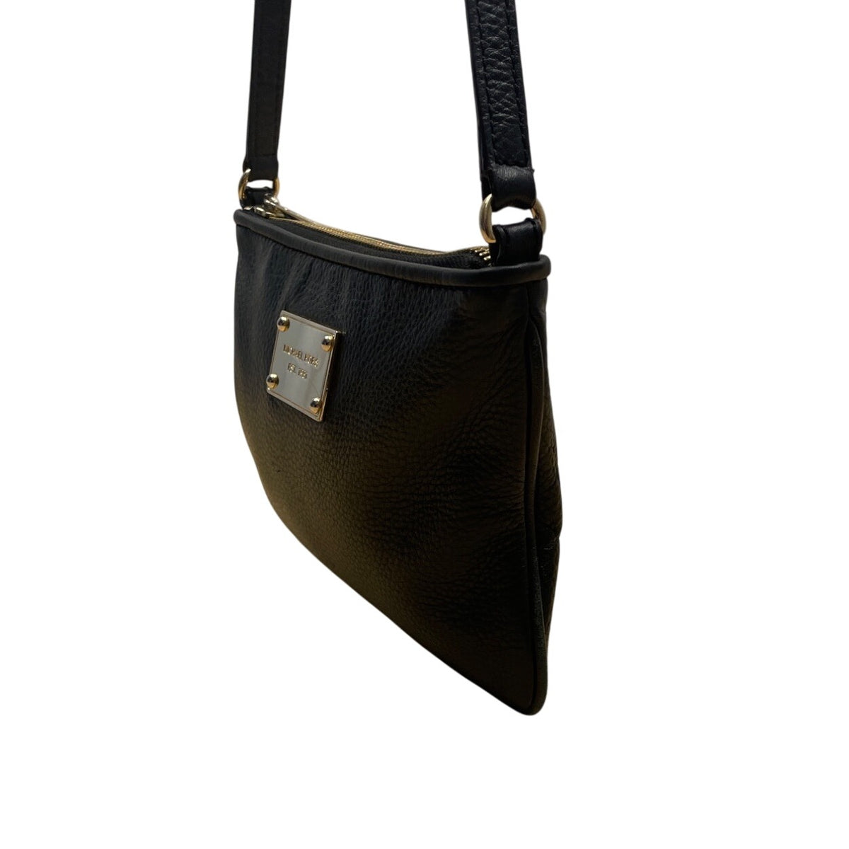Michael Kors Black Jet Set Crossbody Bag With Gold-Tone Logo Plate Sz S
