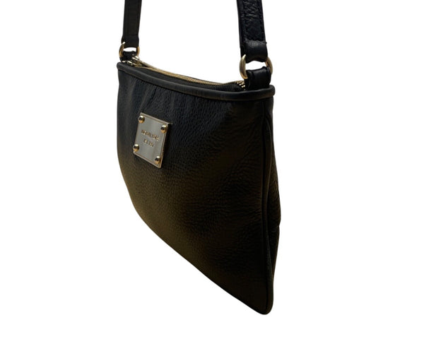 Michael Kors Black Jet Set Crossbody Bag With Gold-Tone Logo Plate Sz S