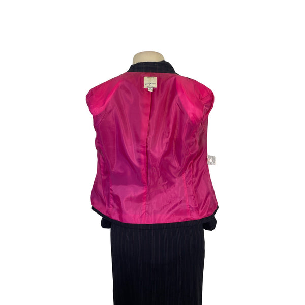 Ann Klein Women’s Pinstripe Two-Piece Suit Jacket & Skirt Size 6P Button-Up Closure Classic Fit Professional Office Wear