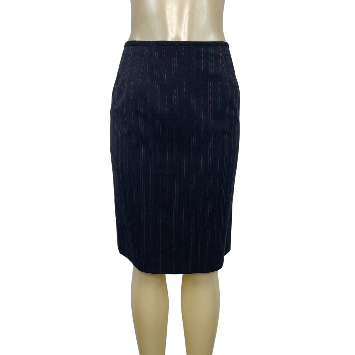 Ann Klein Women’s Pinstripe Two-Piece Suit Jacket & Skirt Size 6P Button-Up Closure Classic Fit Professional Office Wear