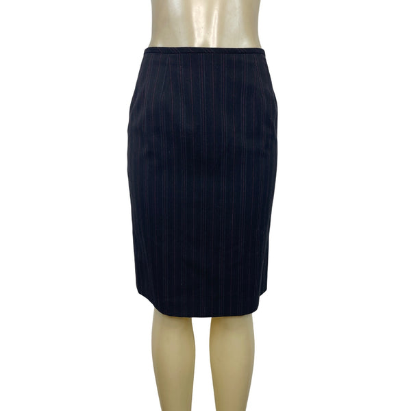 Ann Klein Women’s Pinstripe Two-Piece Suit Jacket & Skirt Size 6P Button-Up Closure Classic Fit Professional Office Wear