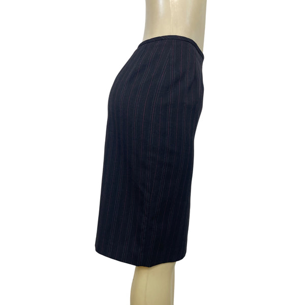 Ann Klein Women’s Pinstripe Two-Piece Suit Jacket & Skirt Size 6P Button-Up Closure Classic Fit Professional Office Wear