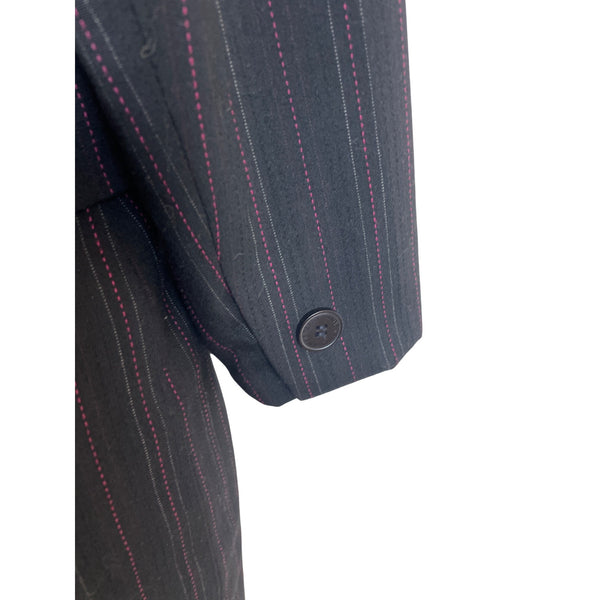 Ann Klein Women’s Pinstripe Two-Piece Suit Jacket & Skirt Size 6P Button-Up Closure Classic Fit Professional Office Wear