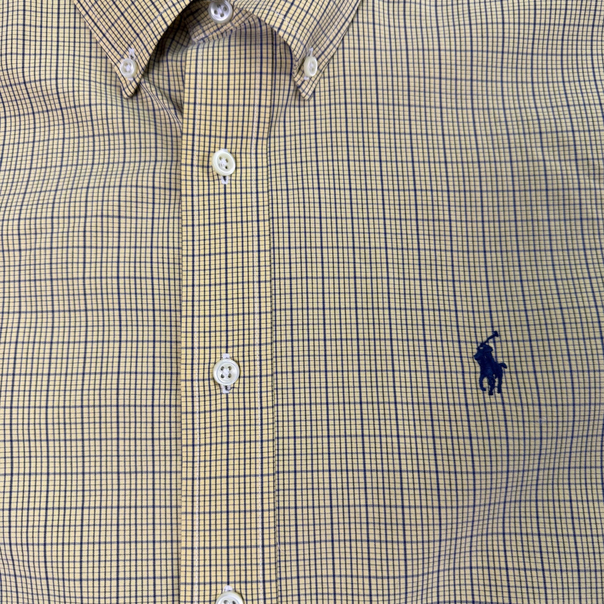 Ralph Lauren Mens Yellow Plaid Cotton Button-Down Shirt Long Sleeve Size L