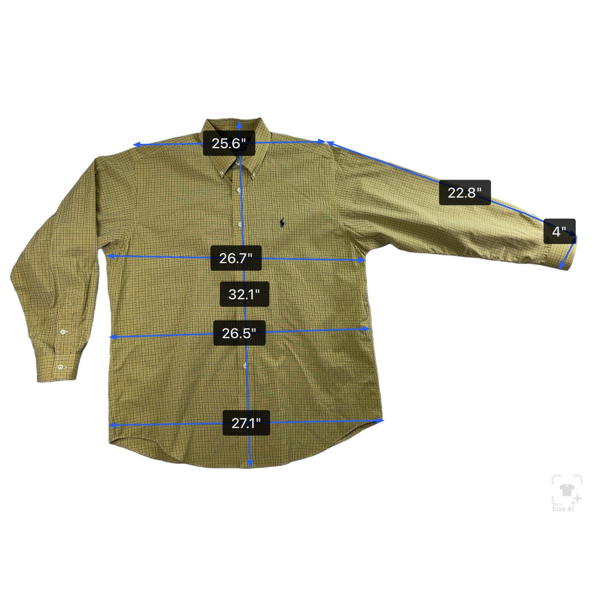 Ralph Lauren Mens Yellow Plaid Cotton Button-Down Shirt Long Sleeve Size L