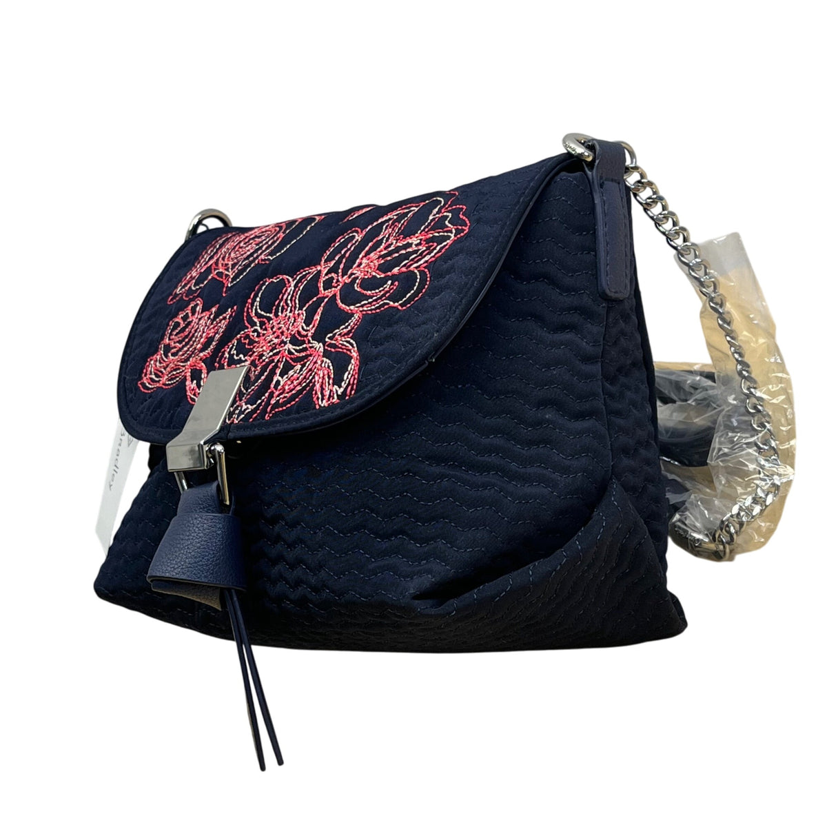 Vera Bradley Womens Navy Floral Embroidered Crossbody Bag With RFID Protection