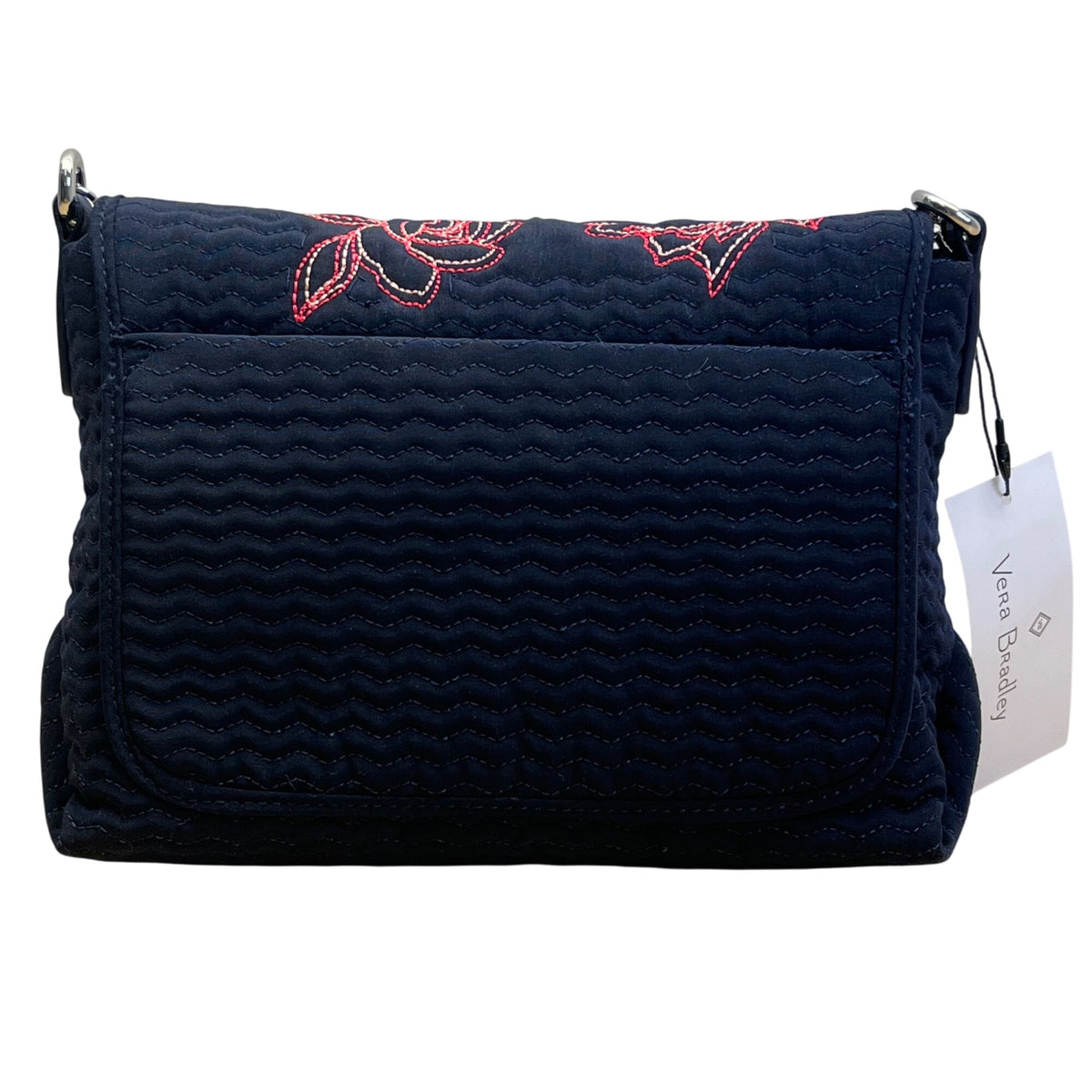 Vera Bradley Womens Navy Floral Embroidered Crossbody Bag With RFID Protection