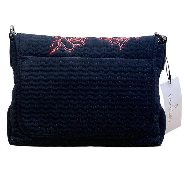 Vera Bradley Womens Navy Floral Embroidered Crossbody Bag With RFID Protection