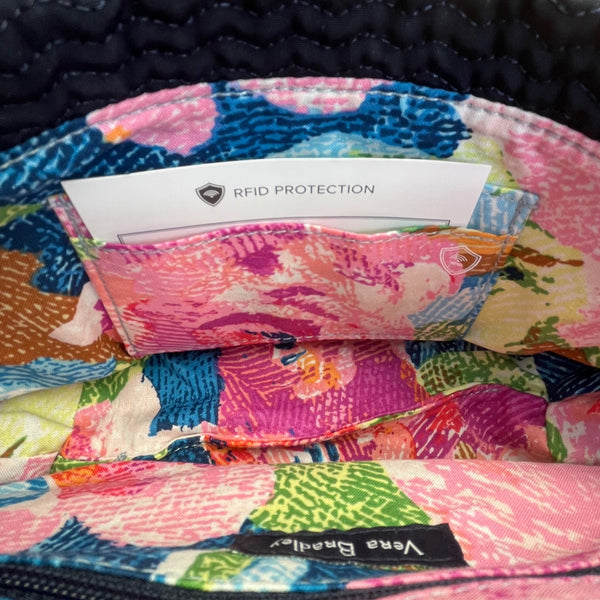 Vera Bradley Womens Navy Floral Embroidered Crossbody Bag With RFID Protection