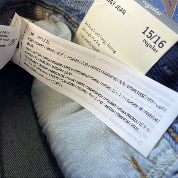 Abercrombie Kids Medium Wash Baggy Jeans Szize 15/16 Regular - New