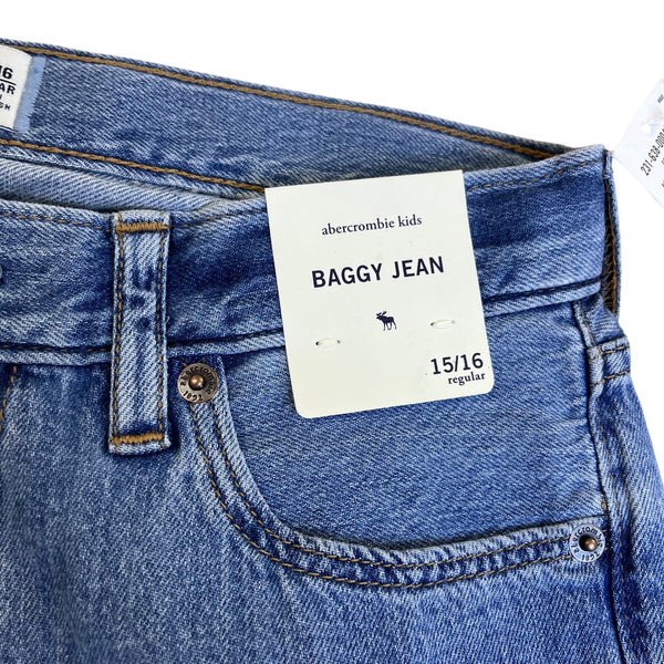 Abercrombie Kids Medium Wash Baggy Jeans Szize 15/16 Regular - New