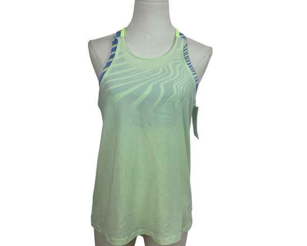 Athleta Girl Support Tank Lime Green/Blue Striped Racerback XXLG /16 - New