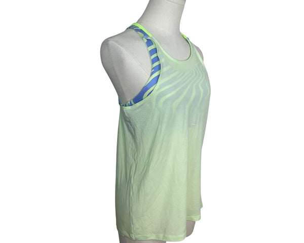 Athleta Girl Support Tank Lime Green/Blue Striped Racerback XXLG /16 - New